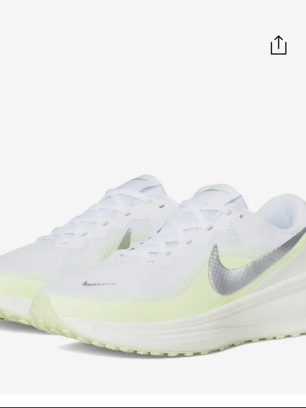 Nike Women's White with Pale Lime & Silver Swoosh Running Shoes